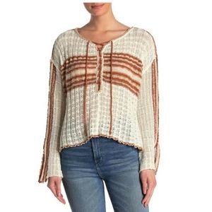 Free People Boho Marina Bay Crochet Open Knit Lightweight Lace Sweater Size XS